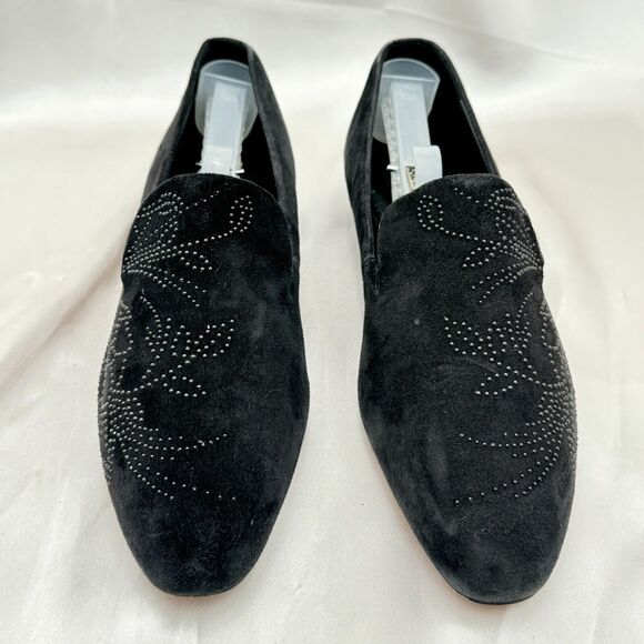 Karl Lagerfeld Nova Floral Studded Black Suede Womens Size 10 Slip On Loafers - Picture 9 of 16